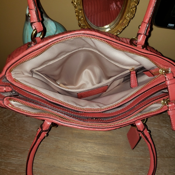 NEW! Coach Madison Gathered Leather Sophia Satchel – Vermillion Red - Picture 7 of 9